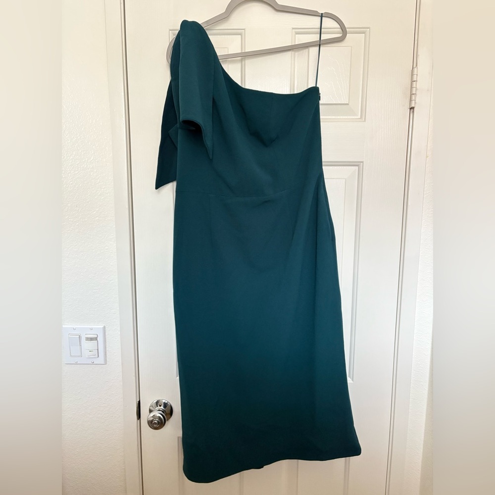 Dress the Population Tiffany One Shoulder midi dress pine green size xxl elegant - Picture 7 of 7